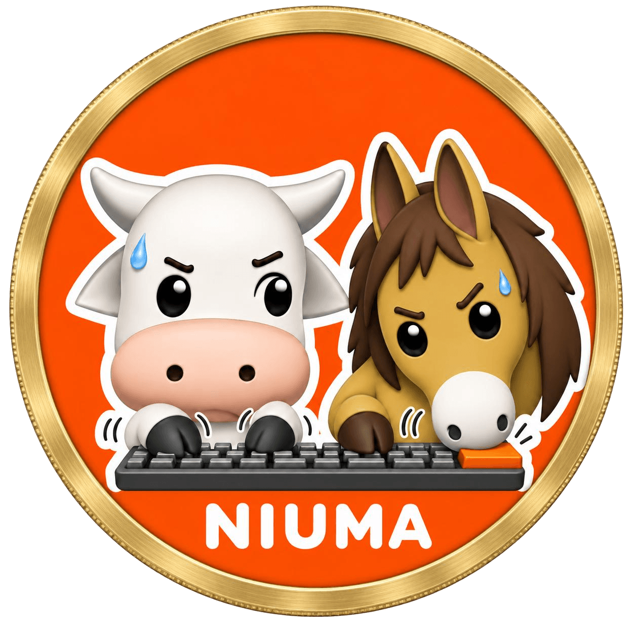 The NIUMA bull and horse coin logo
